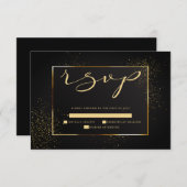 RSVP | Elegant Black en Gold Glitter (Voorkant / Achterkant)
