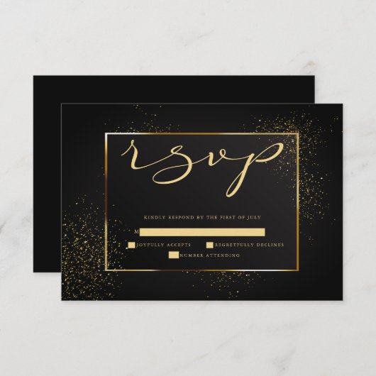 RSVP | Elegant Black en Gold Glitter (Voorkant / Achterkant)