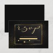 RSVP | Elegant Black en Gold Glitter Kaartje (Voorkant / Achterkant)