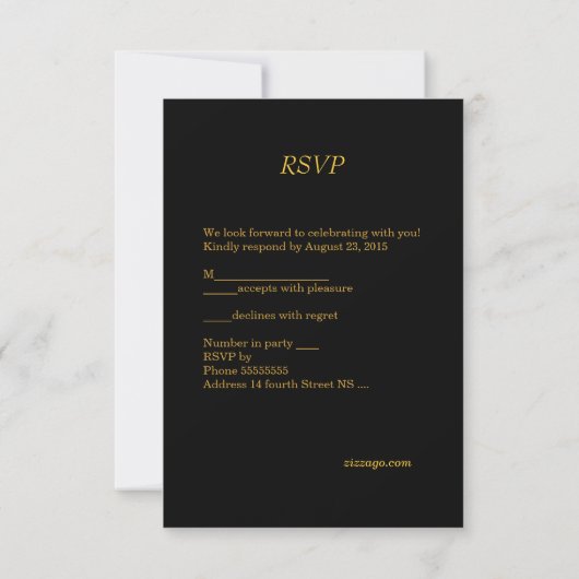 RSVP Elegant Black Gold Birthday Party Mannen Kaart (Achterkant)