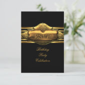RSVP Elegant Black Gold Birthday Party Mannen Kaart (Staand voorkant)