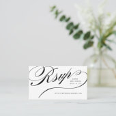 RSVP Elegant Black Script Online Reply Insert Plaatskaartje (Staand voorkant)