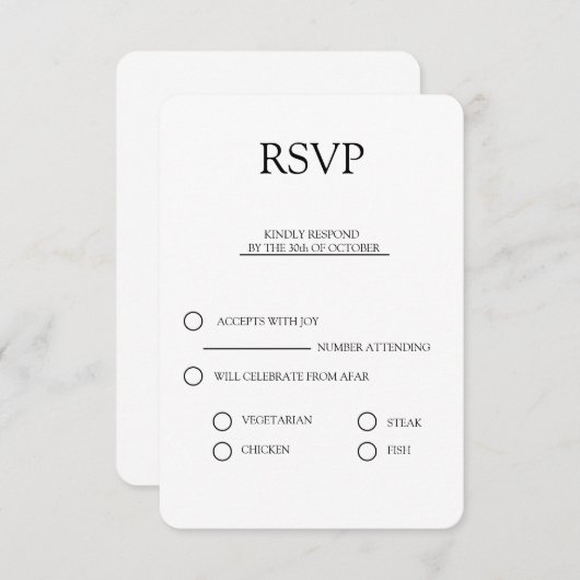 rsvp elegant bruiloft uitnodigbundel eenvoudig bedankkaart (Voorkant / Achterkant)