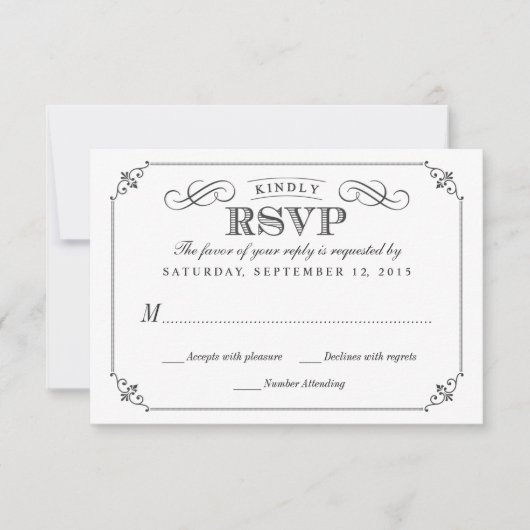 RSVP Elegant Chalkboard Stlye Wedding Kaartje (Voorkant)