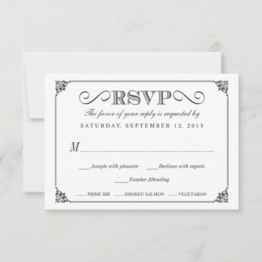 RSVP Elegant Chalkboard Weddings Kaartje (Voorkant)