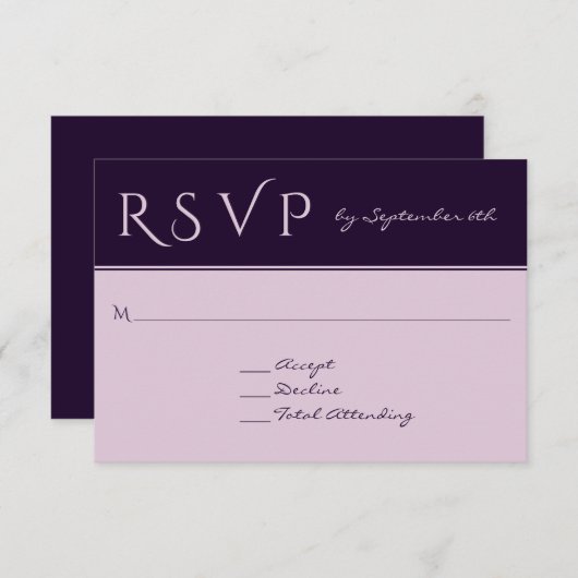 RSVP Elegant Dark Plum Affordable Wedding Response (Voorkant / Achterkant)