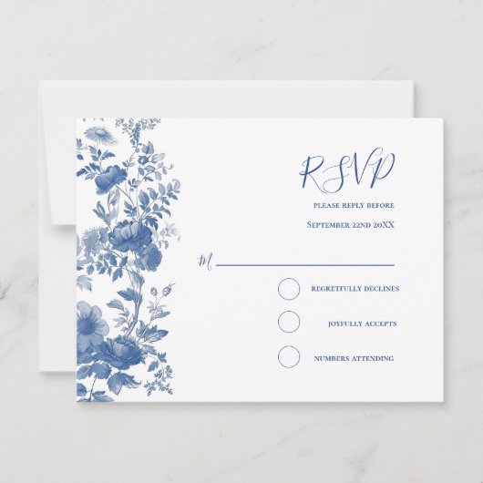 RSVP Elegant Frans Bloementoilet Blauw Bruiloft (Voorkant)
