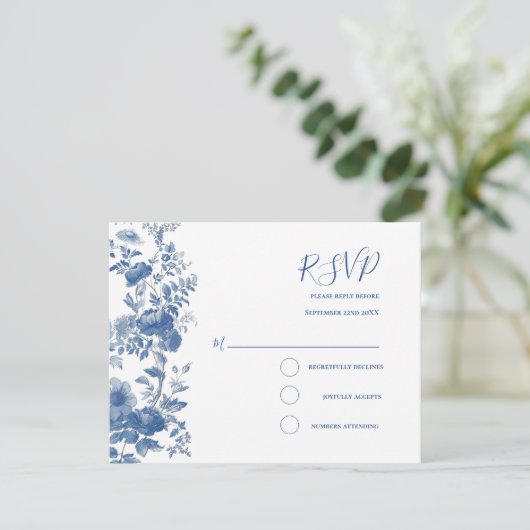 RSVP Elegant Frans Bloementoilet Blauw Bruiloft (Staand voorkant)