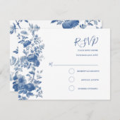 RSVP Elegant Frans Bloementoilet Blauw Bruiloft (Voorkant / Achterkant)