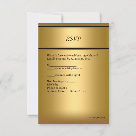 RSVP Elegant Gold Birthday Party Mannen Kaart (Achterkant)