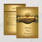 RSVP Elegant Gold Birthday Party Mannen Kaart (Voorkant / Achterkant)