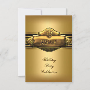 RSVP Elegant Gold Birthday Party Mannen Kaart