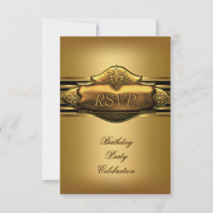 RSVP Elegant Gold Birthday Party Mannen Kaart