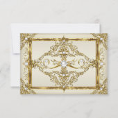 RSVP Elegant Gold Cream Pearl Damask Birthday Kaart (Achterkant)