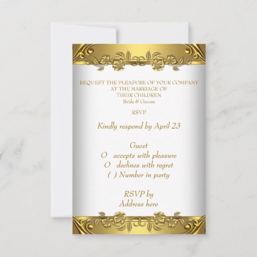 RSVP Elegant Huwelijk  Bloemen Zwart Goud (Achterkant)