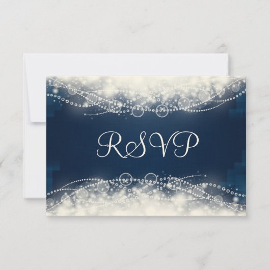 RSVP Elegant Lace en Pearls op Donkerblauw (Voorkant)