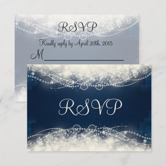 RSVP Elegant Lace en Pearls op Donkerblauw (Voorkant / Achterkant)