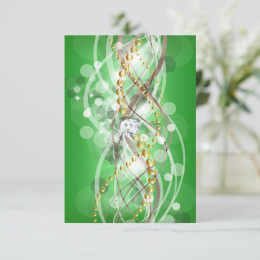 RSVP Elegant Lime Green Gold Diamond Jewel Party (Staand voorkant)