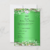 RSVP Elegant Lime Green Gold Diamond Jewel Party (Achterkant)