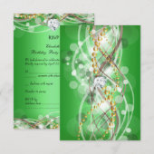 RSVP Elegant Lime Green Gold Diamond Jewel Party (Voorkant / Achterkant)