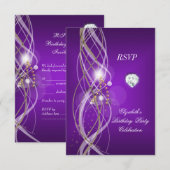 RSVP Elegant Paarse Gouden Bloemen Diamanten Parti (Voorkant / Achterkant)