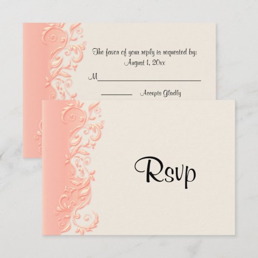 RSVP Elegant Peach Floral Swirl (Voorkant / Achterkant)