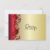 RSVP Elegant Red & Gold Florid Wedding Design (Achterkant)
