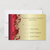 RSVP Elegant Red & Gold Florid Wedding Design Kaartje (Voorkant)