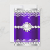 RSVP Elegant Royal Paars Lace Pearl Birthday Kaart (Achterkant)