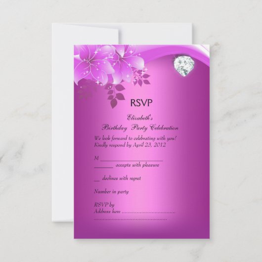 RSVP Elegant Roze Bloemen Diamanten Juweel Party (Achterkant)
