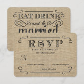 RSVP Elegant Rustic Burlap Wedding Reply Cards (Voorkant / Achterkant)