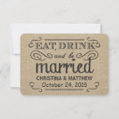 RSVP Elegant Rustic Burlap Wedding Reply Cards (Achterkant)