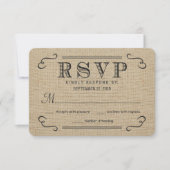 RSVP Elegant Rustic Burlap Wedding Reply Cards (Voorkant)