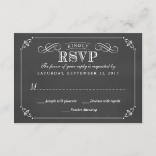 RSVP Elegant Rustic  Chalkboard Wedding