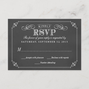 RSVP Elegant Rustic  Chalkboard Wedding Kaartje
