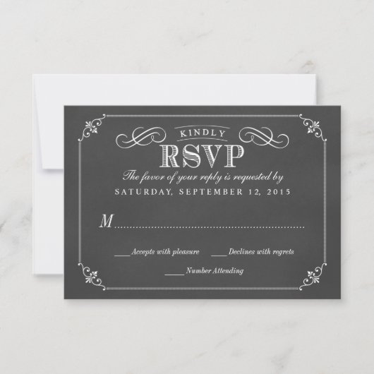 RSVP Elegant Rustic Chalkboard Wedding Kaartje (Voorkant)