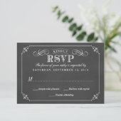 RSVP Elegant Rustic Chalkboard Wedding Kaartje (Staand voorkant)
