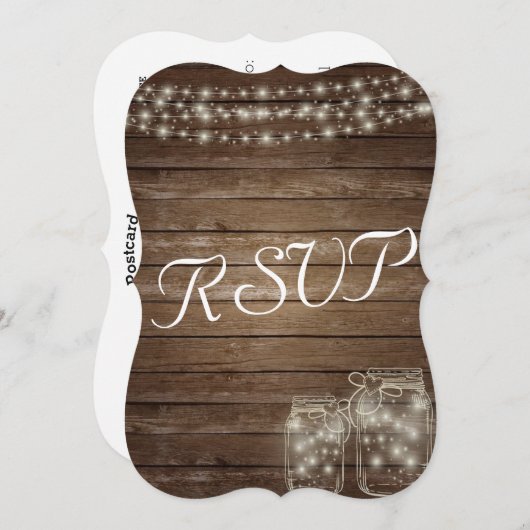 RSVP Elegant Rustic Mason Jar Lights Kaart (Voorkant / Achterkant)