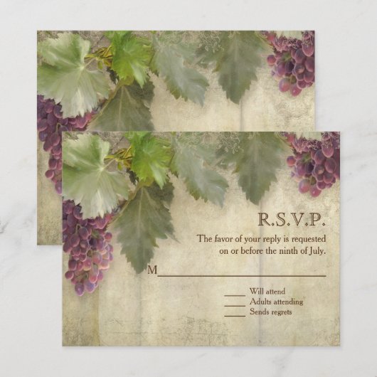 RSVP Elegant Rustic Vineyard Winery Wedding (Voorkant / Achterkant)