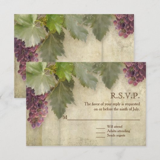 RSVP Elegant Rustic Vineyard Winery Wedding Kaartje (Voorkant / Achterkant)