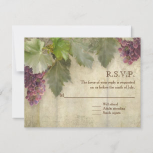 RSVP Elegant Rustic Vineyard Winery Wedding Kaartje
