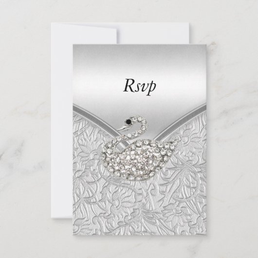 RSVP Elegant Silver White Swan Birthday Party (Voorkant)