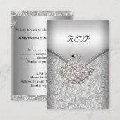 RSVP Elegant Silver White Swan Birthday Party Kaart (Voorkant / Achterkant)