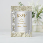 RSVP Elegant Trouwgoud Zilver Witte Duif Damast (Staand voorkant)