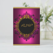 RSVP Elegant Verjaardagsfeest Donkerroze Zwart Gou (Staand voorkant)