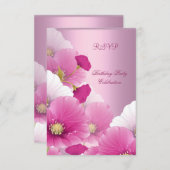 RSVP Elegant Verjaardagsfeest Roze Witte Poppies (Voorkant / Achterkant)