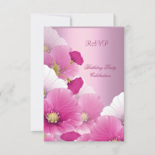 RSVP Elegant Verjaardagsfeest Roze Witte Poppies
