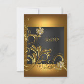 RSVP Elegant Verjaardagsfeest Zwart Gouden Bloem (Voorkant)