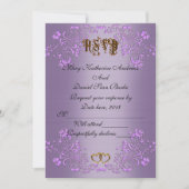 RSVP elegant Violet satin bruiloft Kaart (Voorkant)