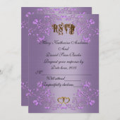 RSVP elegant Violet satin bruiloft Kaart (Voorkant / Achterkant)